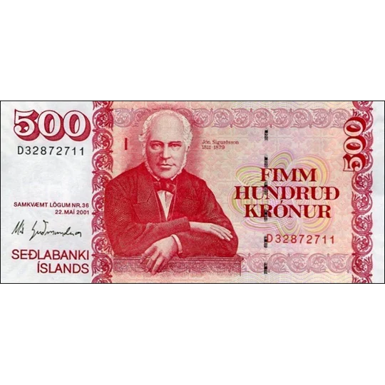 500 Kronur - 2001 - P58b - B814c - Unc