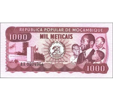 1000 Meticais - 1980 - P128a - B213a - Unc