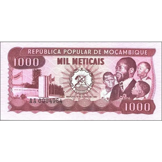 1000 Meticais - 1980 - P128a - B213a - Unc