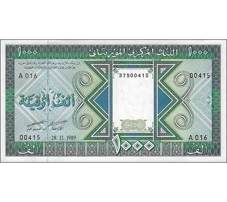 1000 Ouguiya - 1989 - W7A - B107d - Unc