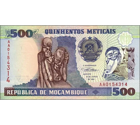 500 Meticais -1991 - P134 - B219a - Unc