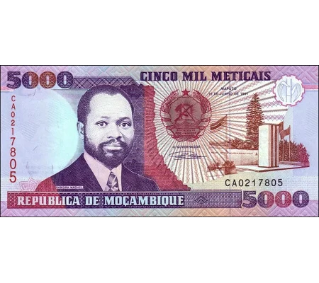 5.000 Meticais - 1991 - P136 - B221a - Unc