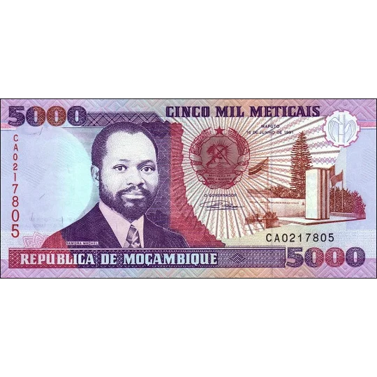 5.000 Meticais - 1991 - P136 - B221a - Unc