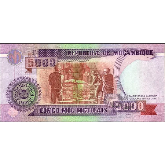 5.000 Meticais - 1991 - P136 - B221a - Unc