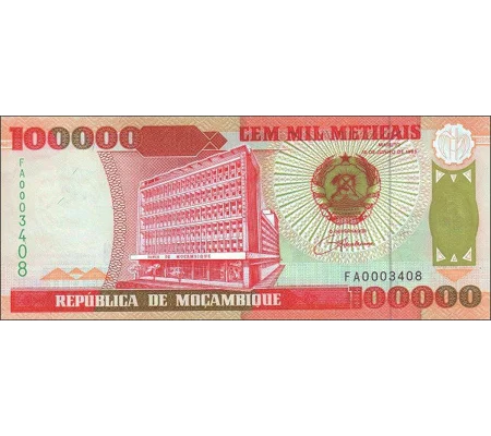 100.000 Meticais - 1993 - P139 - B225 - Unc