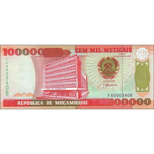 100.000 Meticais - 1993 - P139 - B225 - Unc