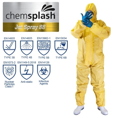 Chemsplash Jet Spray 88 Type 3B/4B 5B/6B Coverall - Style No. 2727 (BOX OF 25) title=