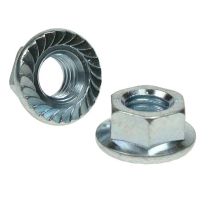 Serrated Flange Nuts BZP BOX OF 10 title=
