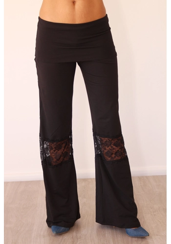 Lace Trim Fold Over Pants