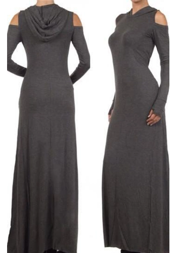 Open Shouler Dress with Hood
