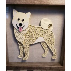 Cream Shiba Inu 3-D Shadow Box 9x9