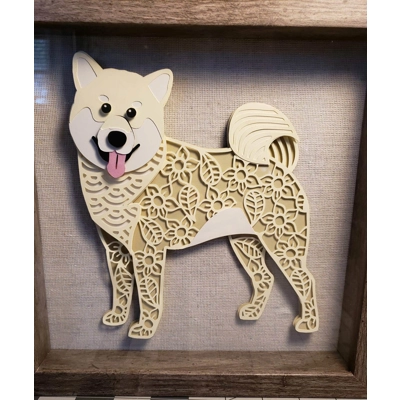 Cream Shiba Inu 3-D Shadow Box 9x9 Cream Shiba Inu 3-D Shadow Box 9x9