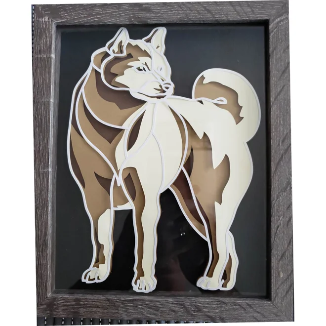 product Image for Abstract Red & Cream Shiba Inu 3-D Shadow box 8x10