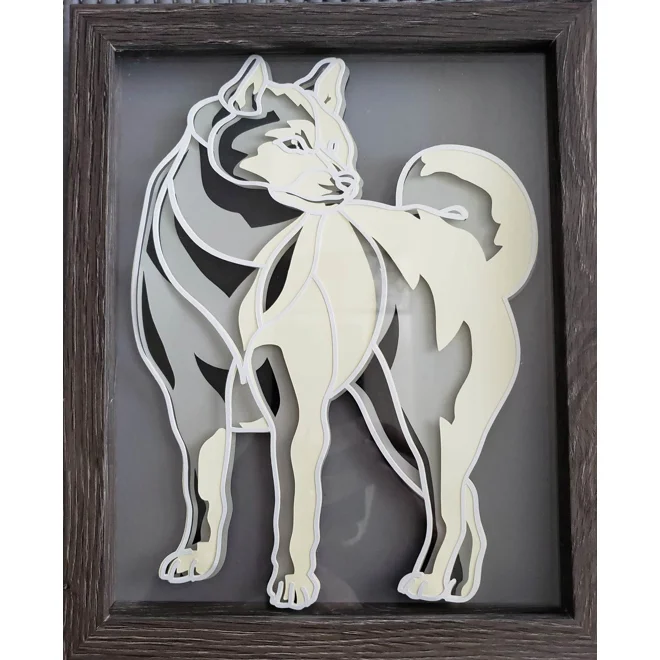 product Image for Abstract Black & Tan Shiba Inu 3-D Shadow Box 8.10