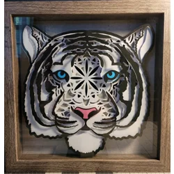 White Tiger 3-D 9 x 9 Shadow Box