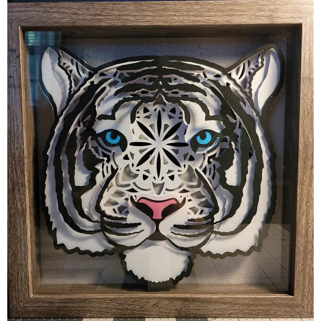 product Image for White Tiger 3-D 9 x 9 Shadow Box