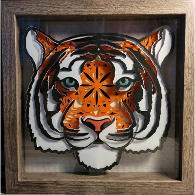 Tiger Mandala 3-D 9 x 9 Shadow Box