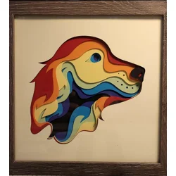 Rainbow Dog 8 x 8 3-D Shadow Box
