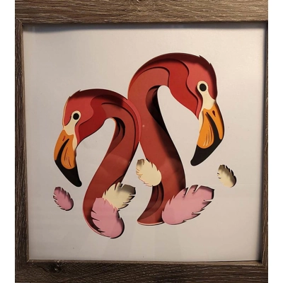 Flamingos 8 x8 3-D Shadow Box