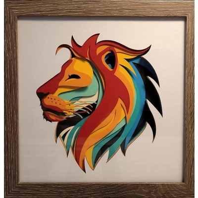 Rainbow Lion 8 x 8 3-D Shadow Box