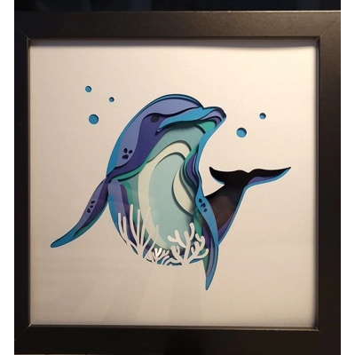 Dolphin 8 x 8 3-D Shadow Box