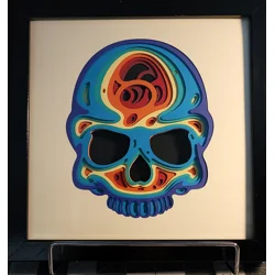 Skull Rainbow 8 x 8 3-D Shadow Box