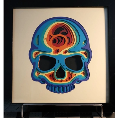 Skull Rainbow 8 x 8 3-D Shadow Box