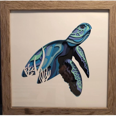 Sea Turtle #2 8 x 8 3-D Shadow Box