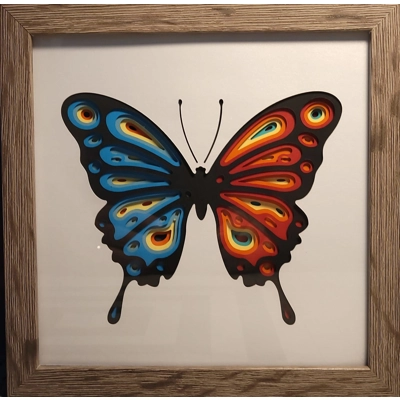 Rainbow Butterfly 8 x 8 3-D Shadow Box