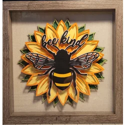 Bee Kind 9 x 9 3-D Shadow Box