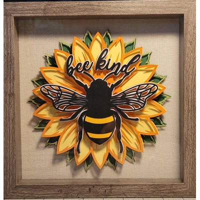 Bee Kind 9 x 9 3-D Shadow Box