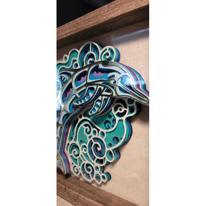 Additional Image for Dolphin Waves 9 x 9 3-D Shadow Box