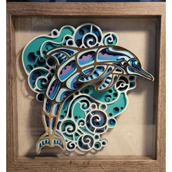 Dolphin Waves 9 x 9 3-D Shadow Box