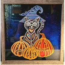 Witch Cat 12x12 3-D Sha..