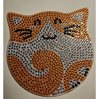 6 Piece Cat Rhinestone Coasters With Caddy
