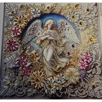 Angel 12x12 Rhinestone Framed Art