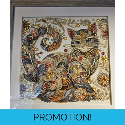 Antique Cat 12x12 Framed Rhinestone Art Antique Cat 12x12 Framed Rhinestone Art