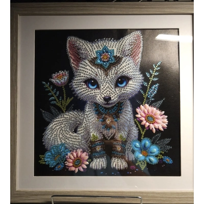 Arctic Fox 12x12 Framed Rhinestone Art