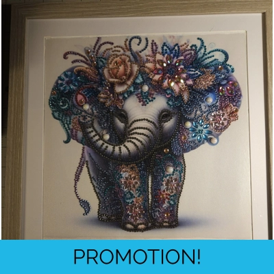 Baby Elephant Flowers 12x12 Framed Rhinestone Art Baby Elephant Flowers 12x12 Framed Rhinestone Art