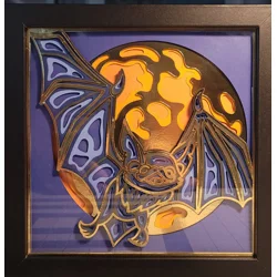 The Bat Flew Over The Moon 8x8 3-D Shadow Box