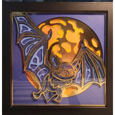 The Bat Flew Over The Moon 8x8 3-D Shadow Box The Bat Flew Over The Moon 8x8 3-D Shadow Box