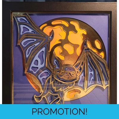 The Bat Flew Over The Moon 8x8 3-D Shadow Box The Bat Flew Over The Moon 8x8 3-D Shadow Box