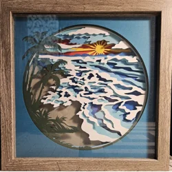 Beach Scene 9x9 3D Shadow Box Art
