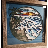 Beach Scene 9x9 3D Shadow Box Art