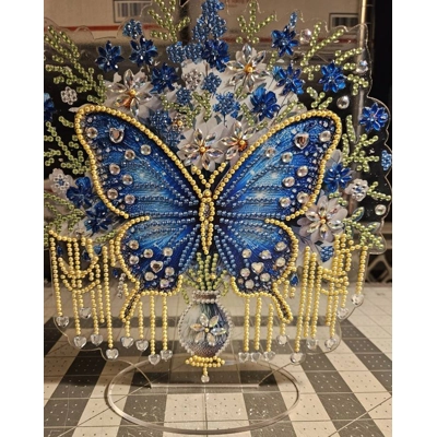 Blue Butterfly Table Top Rhinestone Art