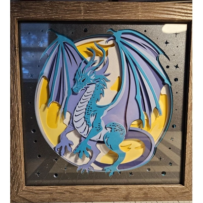 Blue Dragon 8x8 3D Shadow Box Art Blue Dragon 8x8 3D Shadow Box Art