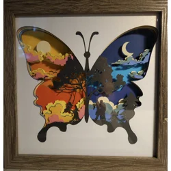 Butterfly Night & Day 8x8 3D Shadow Box Art