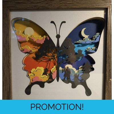 Butterfly Night & Day 8x8 3D Shadow Box Art Butterfly Night & Day 8x8 3D Shadow Box Art