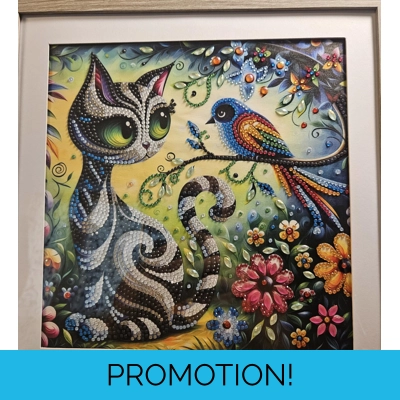 Anime Cat 12x12 Framed Rhinestone Art