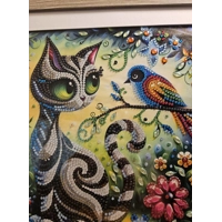 Anime Cat 12x12 Framed Rhinestone Art